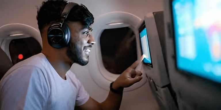 Wireless headphones for airplane movies